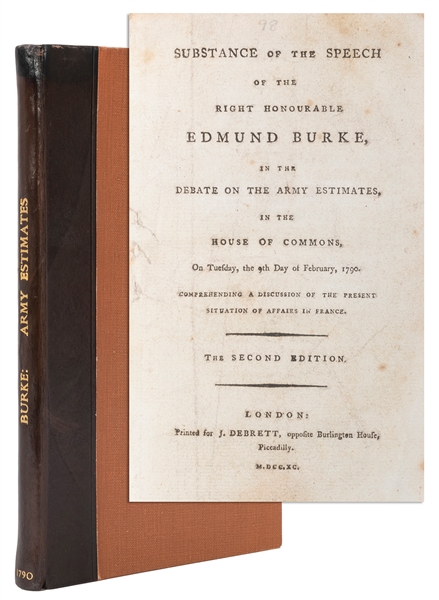 BURKE, Edmund (1729–1797). Substance of the Speech of the R...