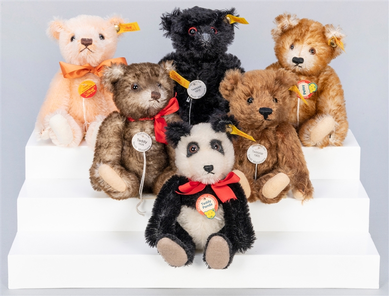  Steiff Historic Miniatures Bears Lot (6). Including: Teddy ...