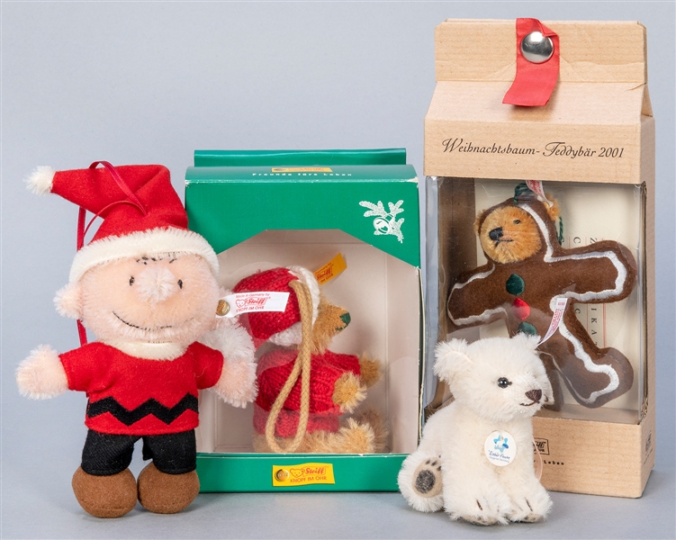  Steiff Christmas / Holiday Ornaments Lot (4). Including Pol...
