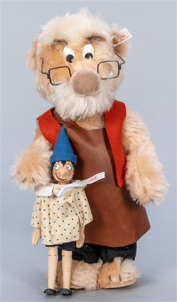  Steiff 1996 Geppetto with Wooden Pinocchio Puppet LE. Numbe...
