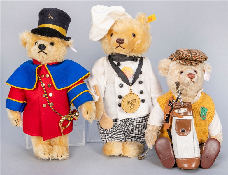  Trio of Steiff Occupational Teddy Bears. Including Heinrich...