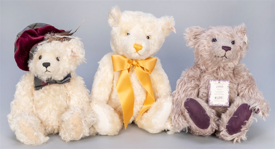  Trio of Steiff Limited Edition UK Teddy Bears. Three UK exc...
