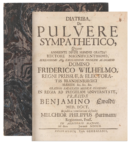  EWALDT, Benjamin (1674-1719). Diatriba de Pulvere Sympathet...