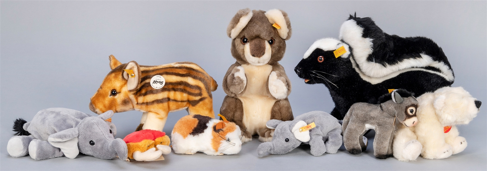  Steiff Assorted Plush Animals and Fish (11). Eleven plush S...