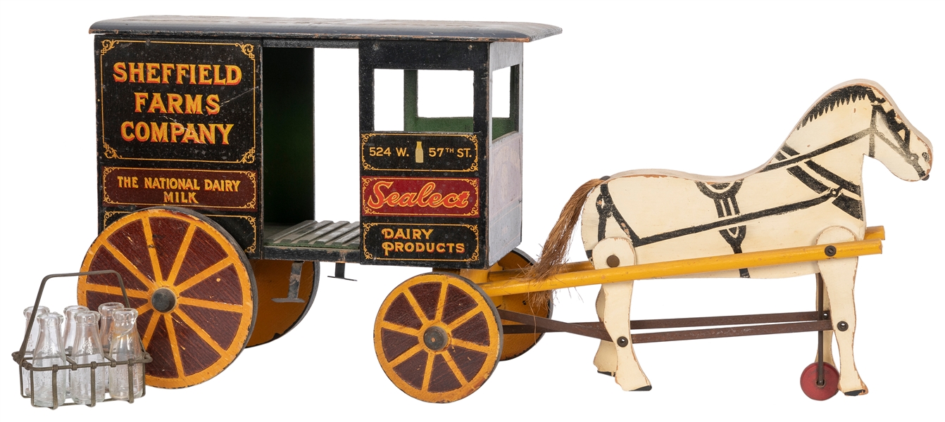  Sheffield Farms Dairy Horse-Drawn Delivery Wagon Pull Toy. ...