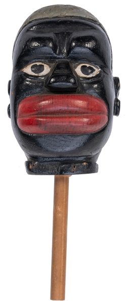  Black Caricature Folk Art Puppet Head. 20th century. Carved...
