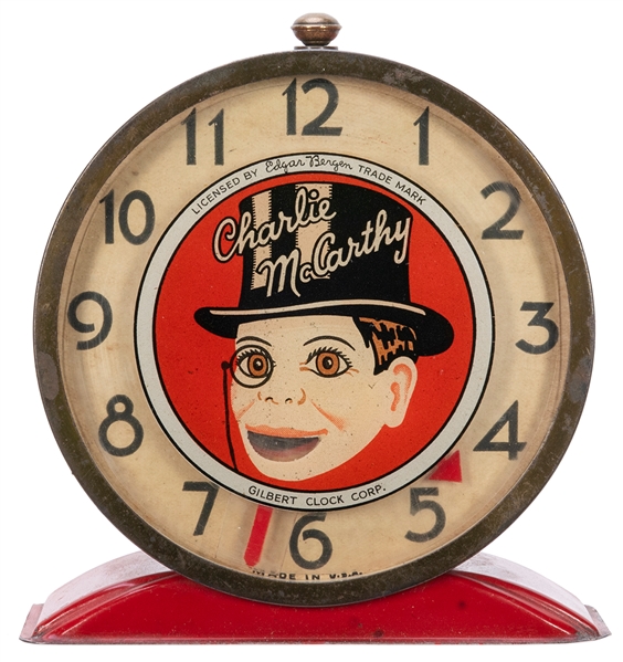  Gilbert Clock Co. Charlie McCarthy Alarm Clock. 1930s. Meta...