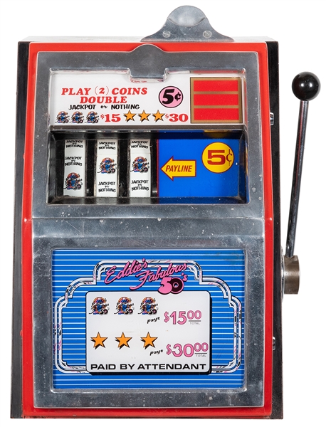  Eddie’s Fabulous 50s 5 Cent Casino Slot Machine. Height 21”...
