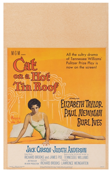  Cat on a Hot Tin Roof. Metro Goldwyn-Mayer, 1958. Window ca...