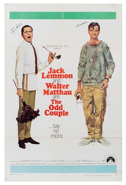  The Odd Couple [Signed by Lemmon and Matthau]. Paramount, 1...