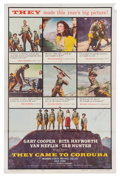  They Came to Cordura. Columbia, 1959. One sheet (41 x 27”) ...