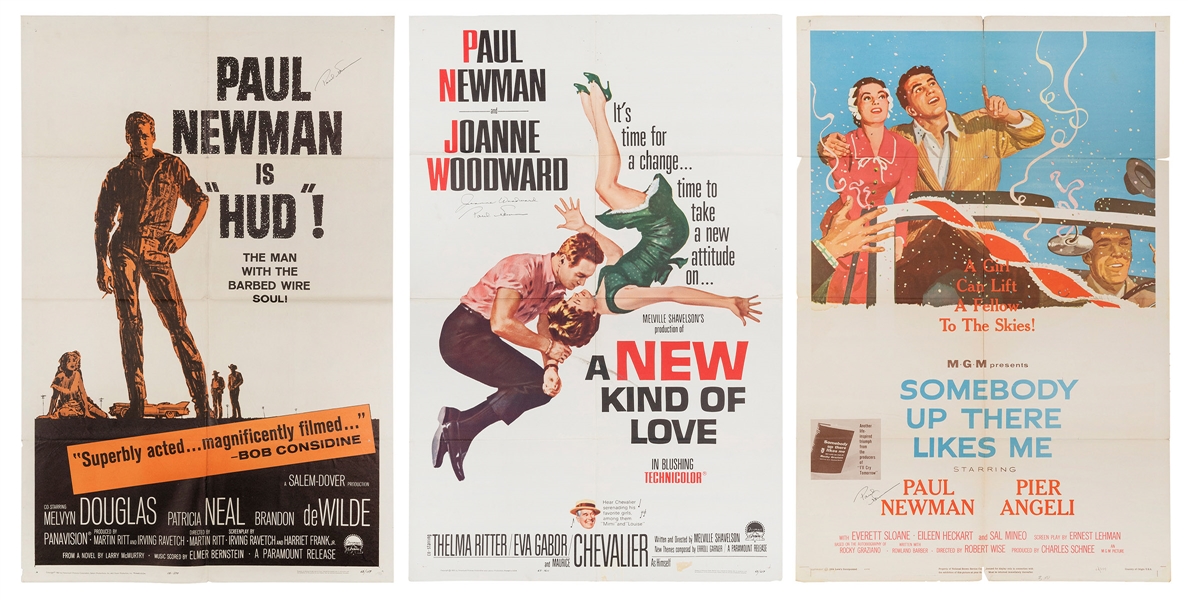  Paul Newman Trio of Signed Movie Posters. One-sheets (41 x ...