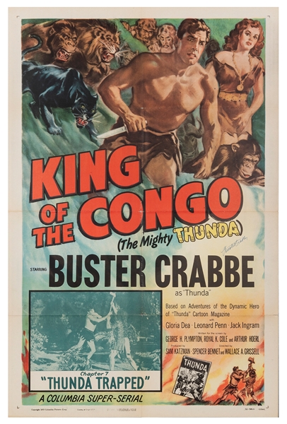  King of the Congo. Columbia, 1952. One sheet (41 x 27”). Si...