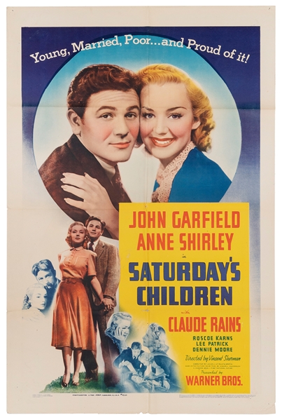  Saturday’s Children. Warner Bros., 1940. One sheet (41 x 27...