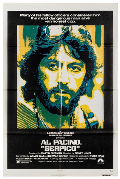  Serpico. Columbia, 1974. (2) One sheets (41 x 27”). Two cop...