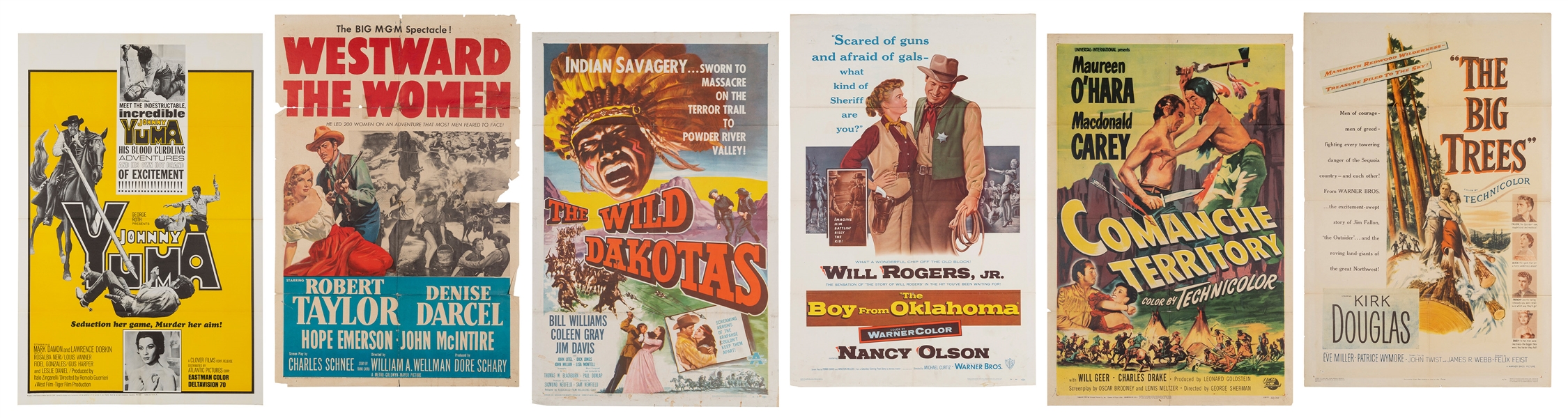 Lot of 6 1940s/50s Western One Sheet Movie Posters. Include...