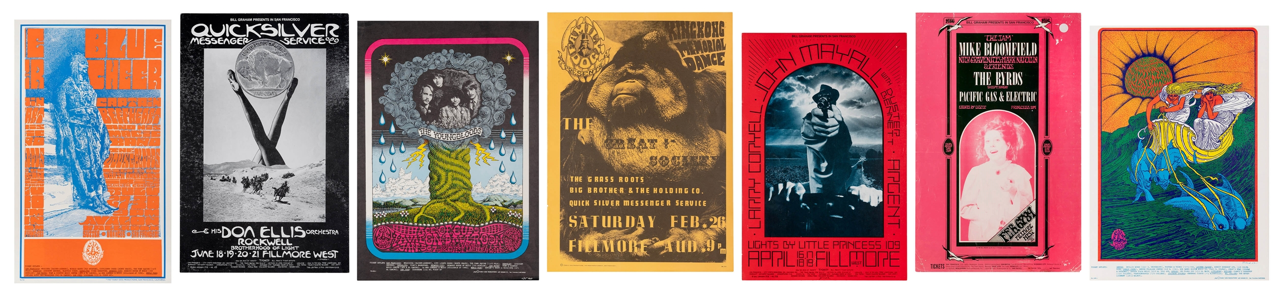  Lot of 7 Fillmore Concert Posters. San Francisco: ca. 1960s...