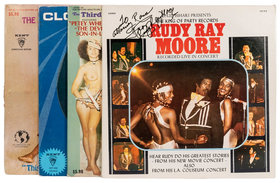  Lot of 4 Signed Rudy Ray Moore Albums. Includes Close Encou...