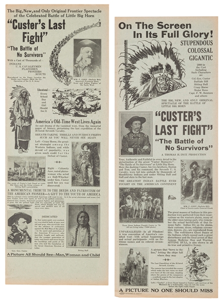  Pair of Custer’s Last Fight Broadsides. Sioux City: Perkins...