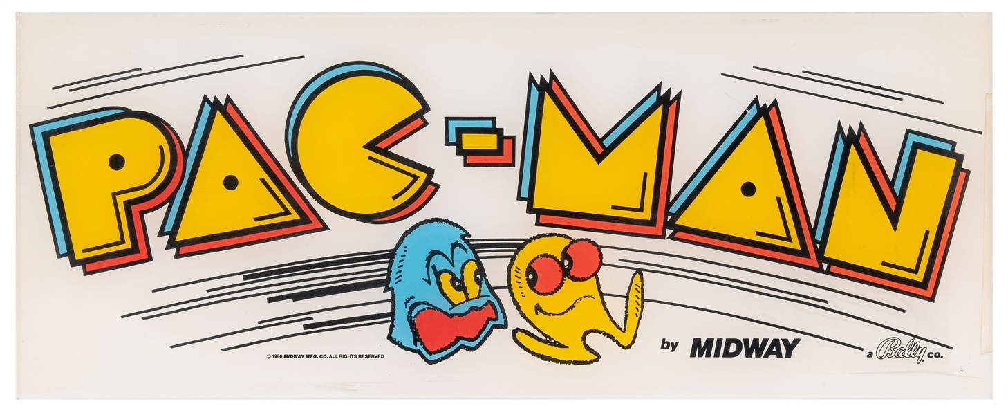  Pac-Man Video Arcade Marquee Sign. Midway/Bally, 1980. Acry...