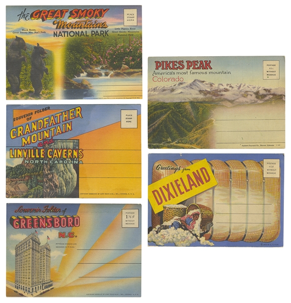  Lot of Souvenir Folder Travel Postcards. Bulk 1920s/50s. Ap...