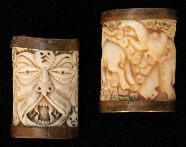  Pair of Carved Bone Cylinder Seals. Circa 19th century. Bro...
