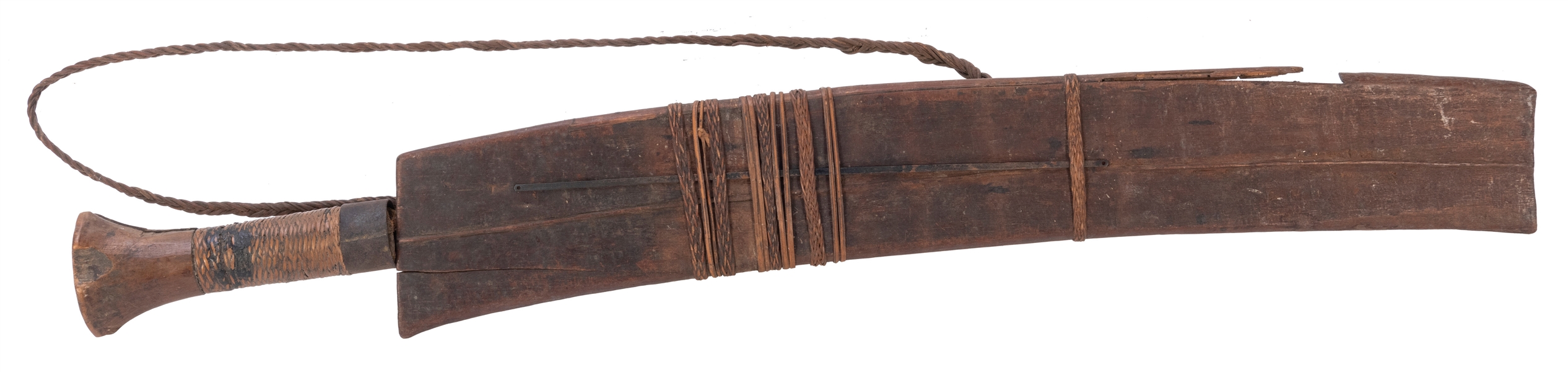  Naga Dao Sword with Scabbard. Assam, 19th century. Wooden h...