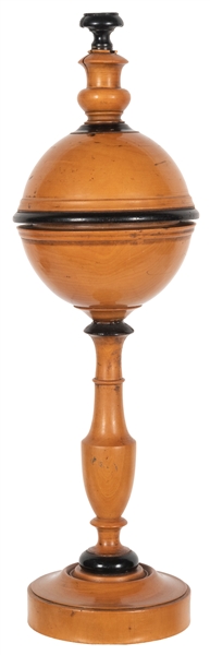  Morison Pill Box. Circa 1870. Tall turned hardwood vase acc...