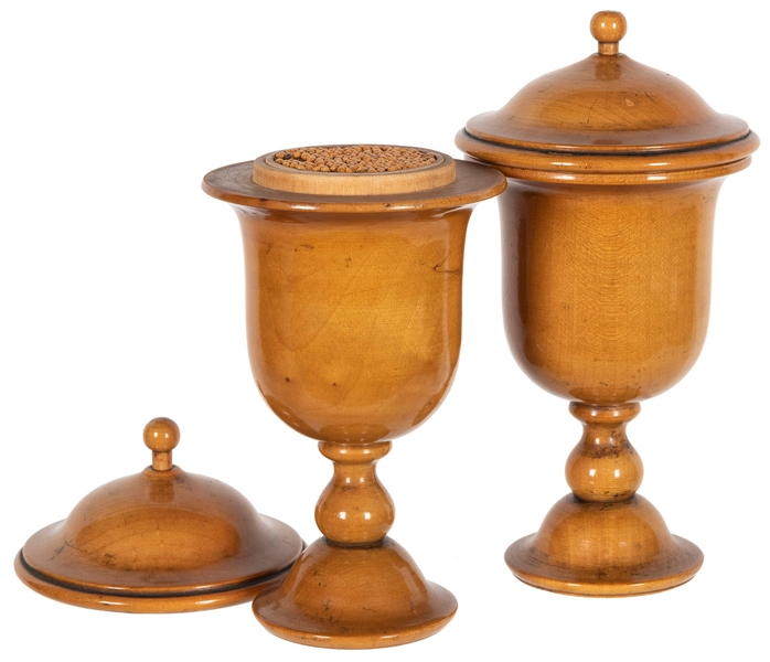  Passe-Passe Millet Vases. Circa 1870. Turned boxwood vases;...