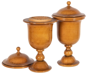  Passe-Passe Millet Vases. Circa 1870. Turned boxwood vases;...