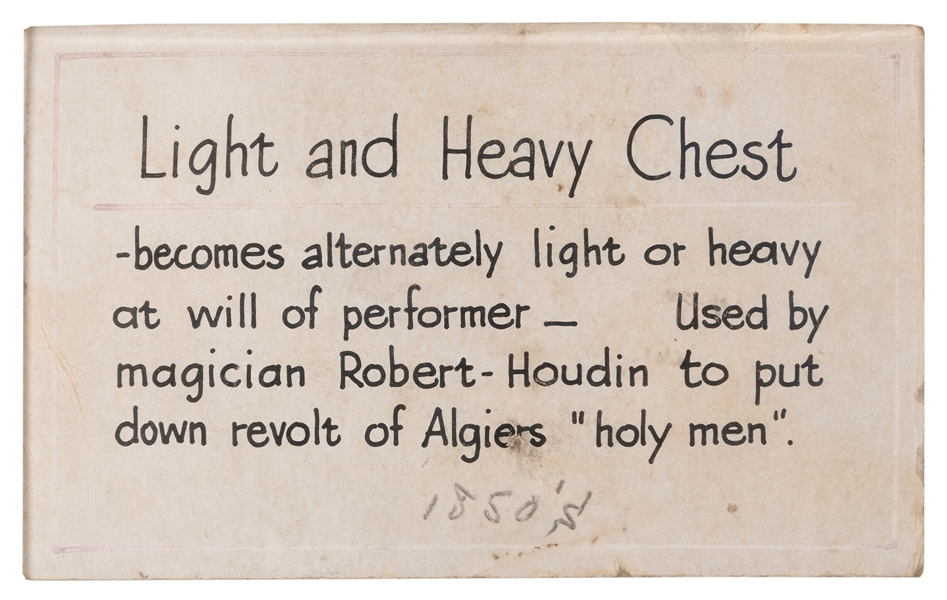 Lot Detail - Robert-Houdin, Jean Eugène. The Light and Heavy Chest