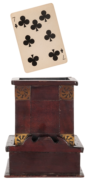  Jumping Card Box. Circa 1870. Hardwood box with patterned b...