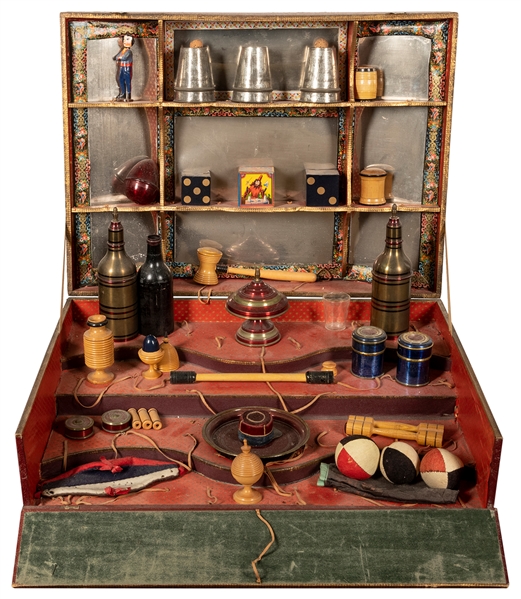  Giant Physique Magic Set. French, ca. 1880. Large pebbled m...