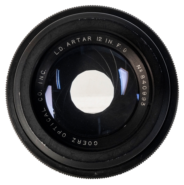  Goerz Optical Artar 12 in. F:9. No. 840993. Both lens caps....