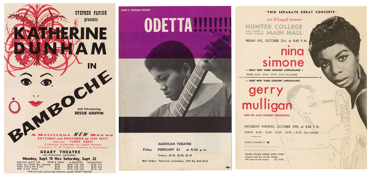  Trio of Music Handbills / Flyers. Including: Nina Simone an...