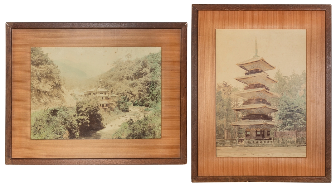  [ASIAN]. A pair of hand–tinted vintage photographs. Circa 1...