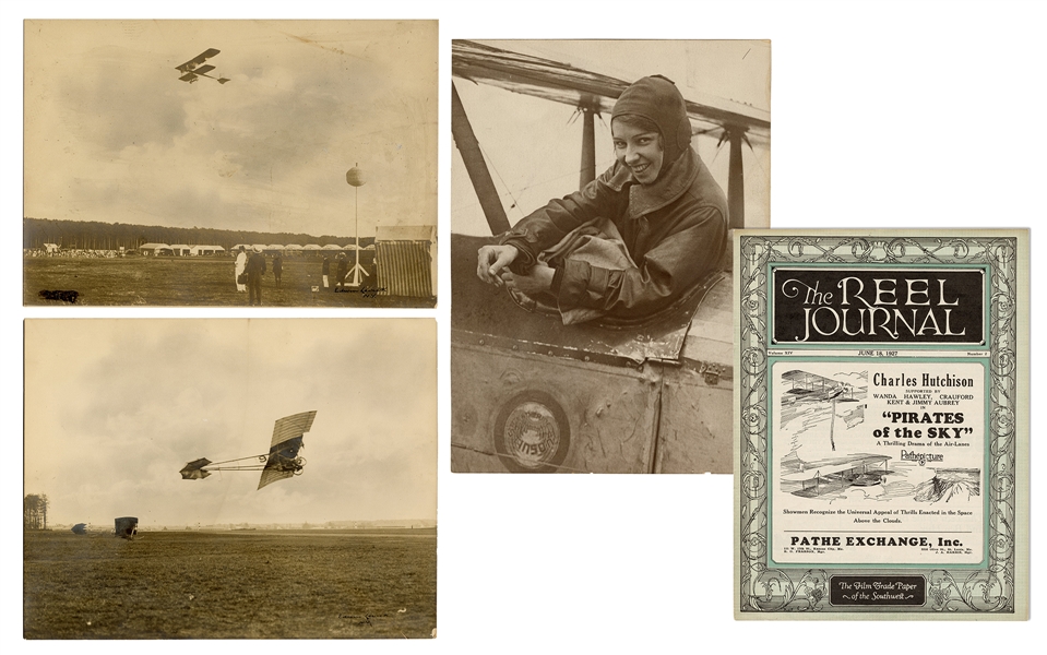  [AVIATION]. Trio of early exhibition flying photographs. Ci...