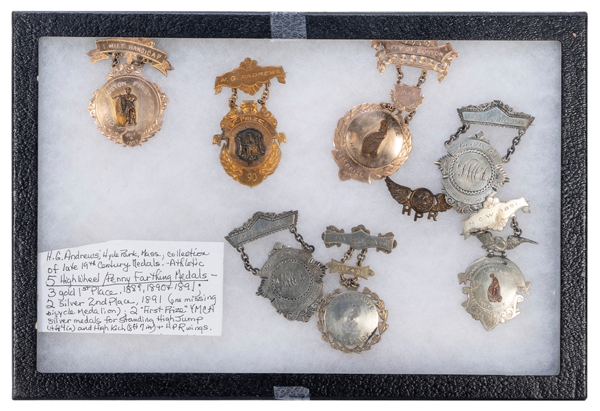  [BICYCLING]. A group of 8 late 19th century medals. Boston:...