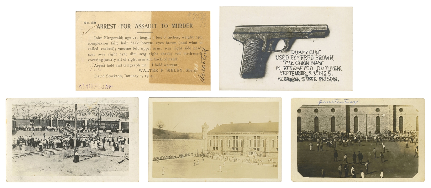  [CRIME]. A group of 5 crime related postcards. Including: r...