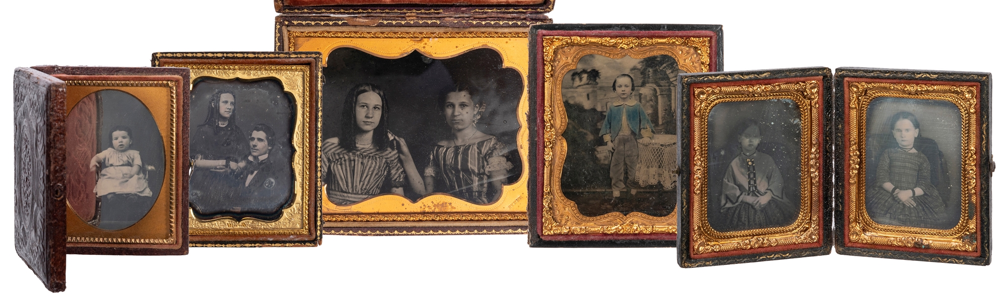  Group of 5 daguerreotypes with cases. American, 19th centur...