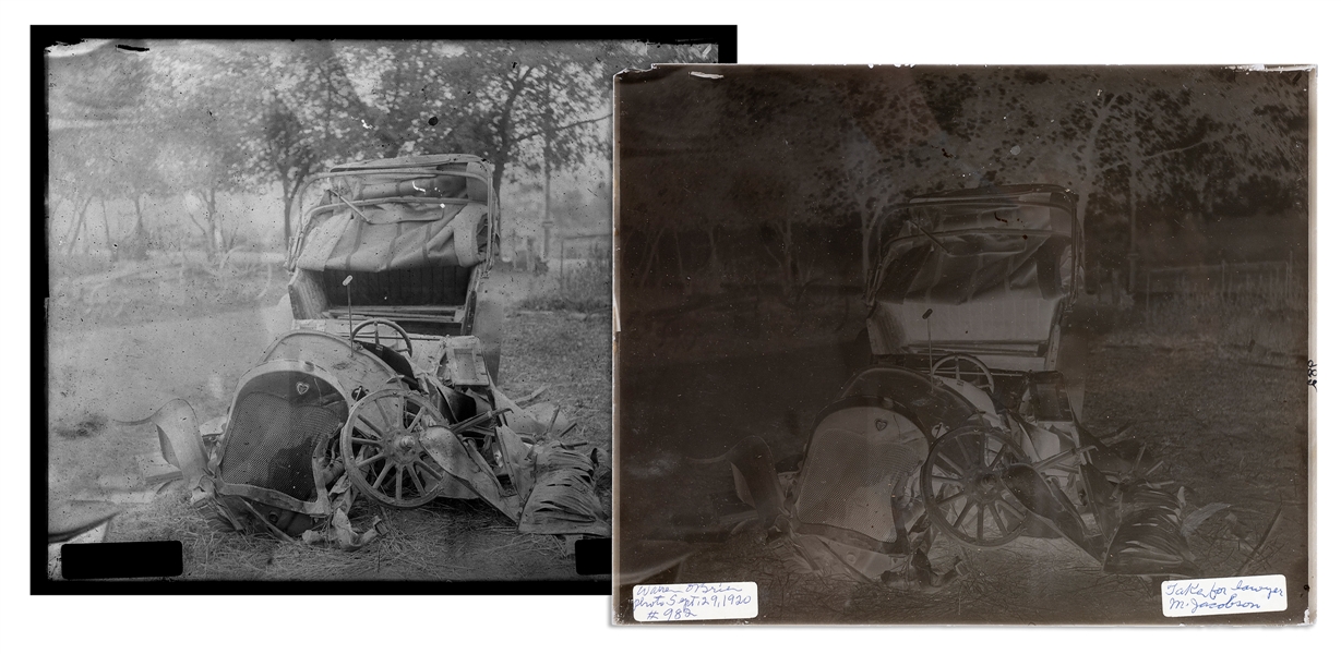  [AUTOMOBILES]. A group of early automobile accident photogr...