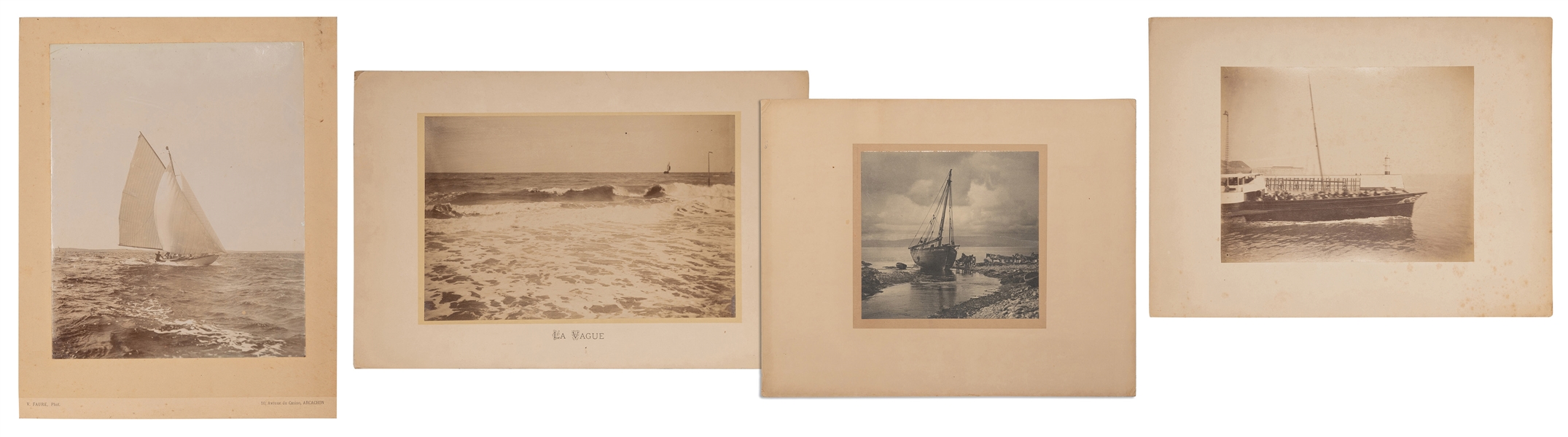 Group of 4 antique sailing photographs. V.p., early 20th ce...