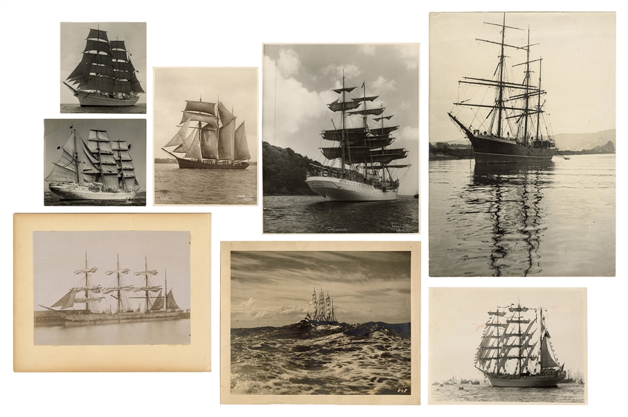  Eight marine photographs of sailing vessels. V.p., v.d (Eng...