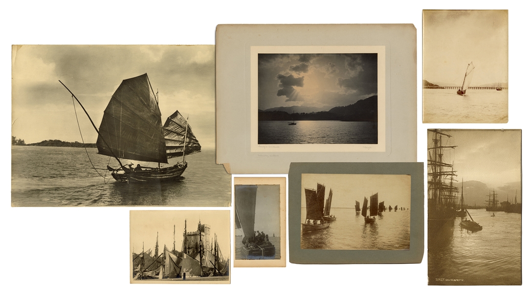  Seven antique marine and sailing photographs. V.p. (includi...