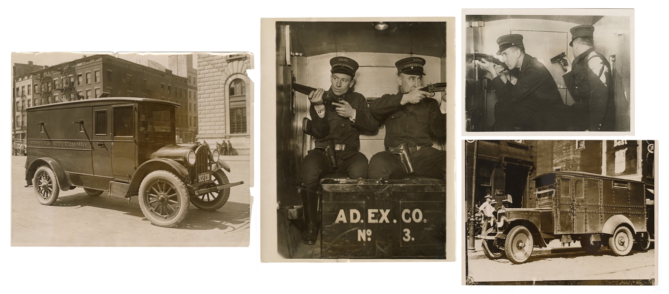  [TRANSPORTATION]. Four photographs of early armored automob...