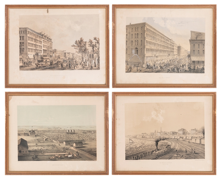  [CHICAGO]. Group of 4 pre-Great Chicago Fire prints. Chicag...