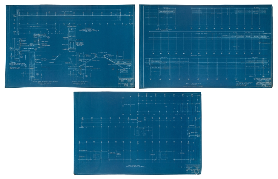  [DETROIT—ARCHITECTURE]. Three Albert Kahn blueprints for Br...
