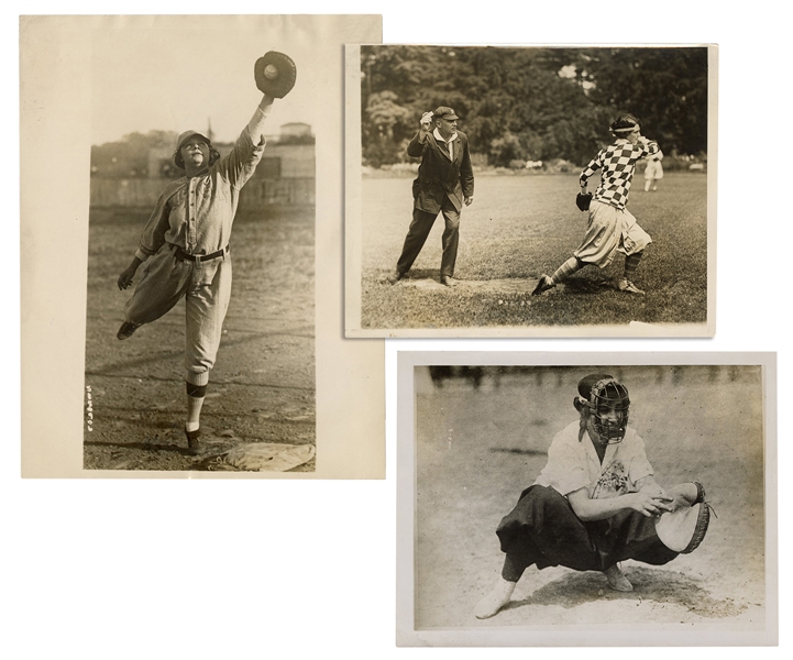  [WOMEN’S BASEBALL]. A trio of 1910s-20s photographs of Amer...