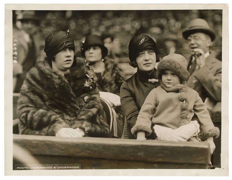  [BASEBALL]. Press photo of Mrs. Babe Ruth, Opening Day 1925...