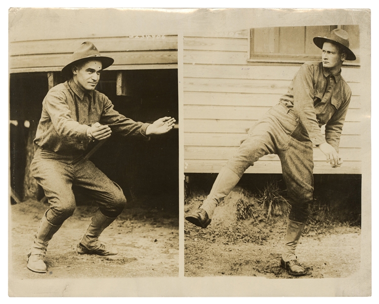  [BASEBALL]. Photo of two MLB players in World War I. 1918. ...